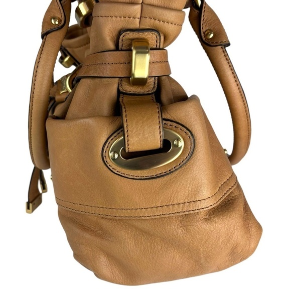 B. MAKOWSKY EDEN CAMEL TAN PEBBLED LEATHER SLOUCHY OVERSIZED SHOPPER TOTE BAG - Picture 7 of 15